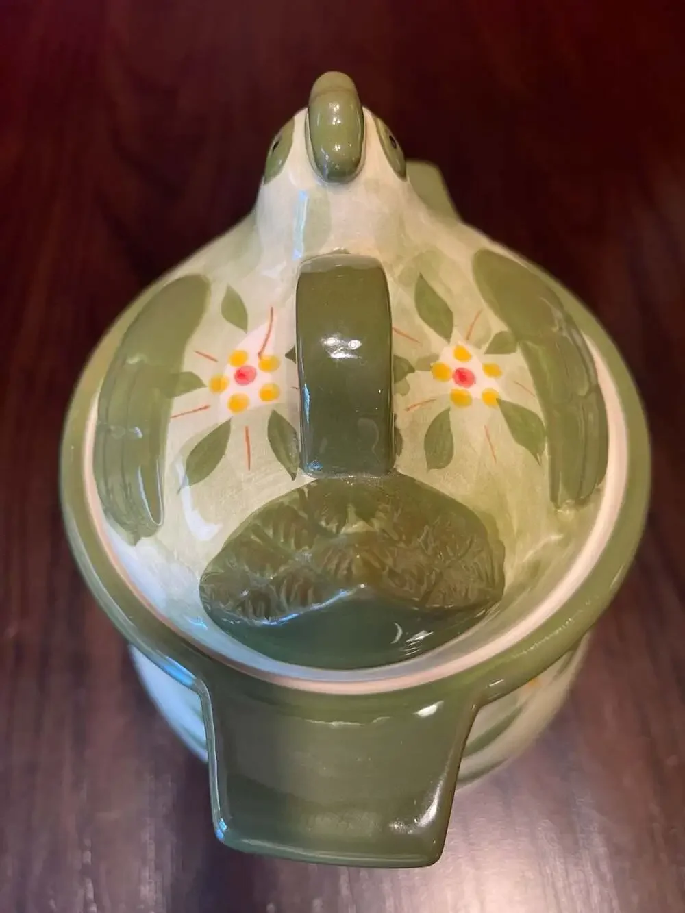 Temp-tations Old World Green Chicken Hen Mini Baker Canister Bowl with Lid